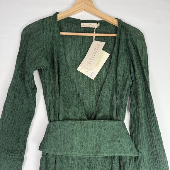 Savannah Morrow Sky Wrap Long Sleeve Silk Bamboo Maxi Dress Emerald Green XS - Picture 4 of 8